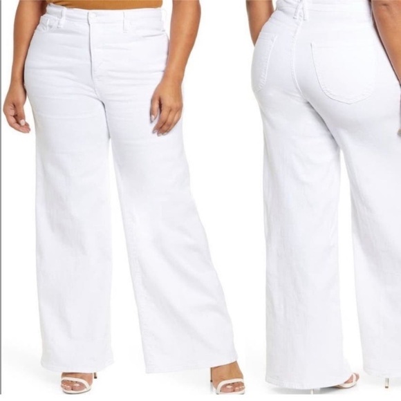 Good American Good Waist Palazzo White 12/31 NEW - Picture 2 of 9